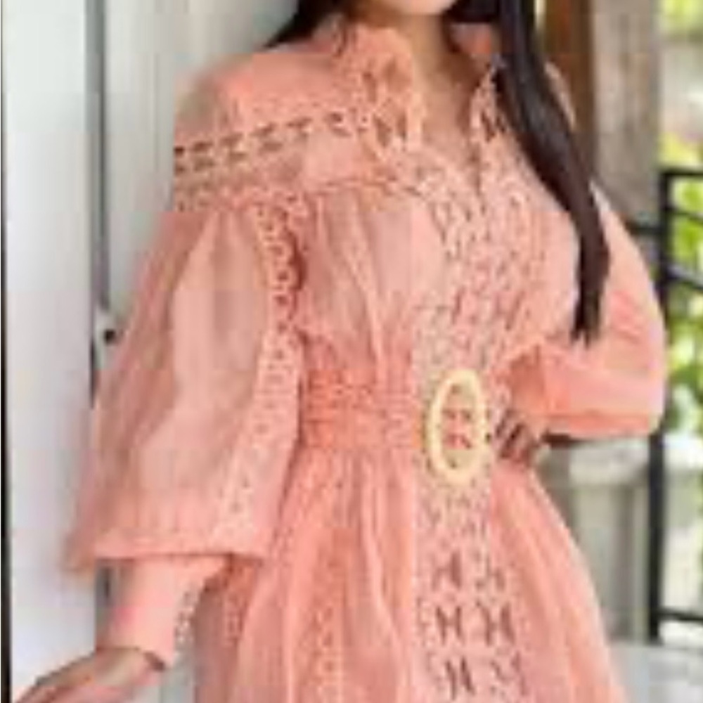 L’Atiste Peach Lace Mini Dress - Picture 2 of 10